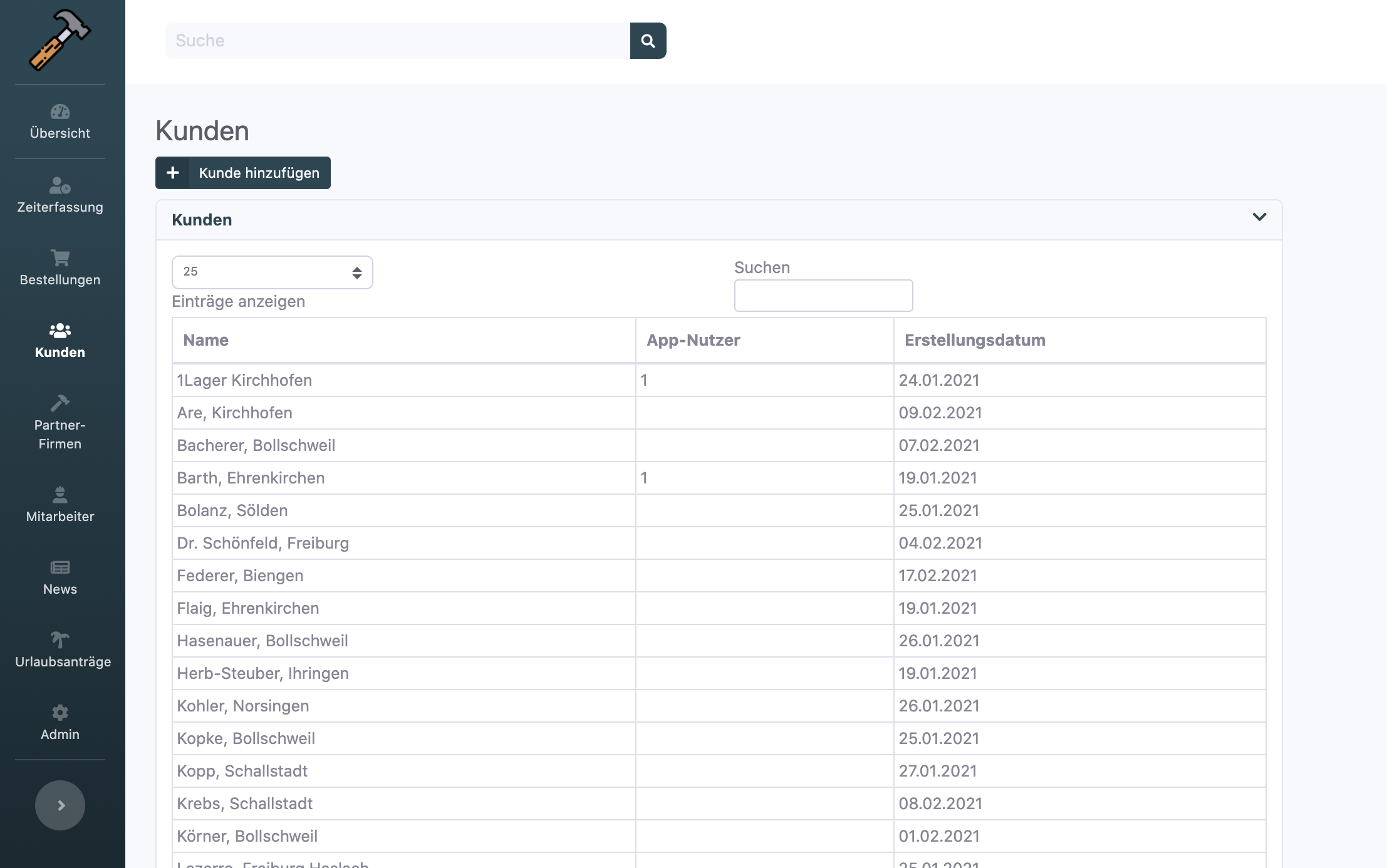 MeinHandwerker-App Verwaltungssystem