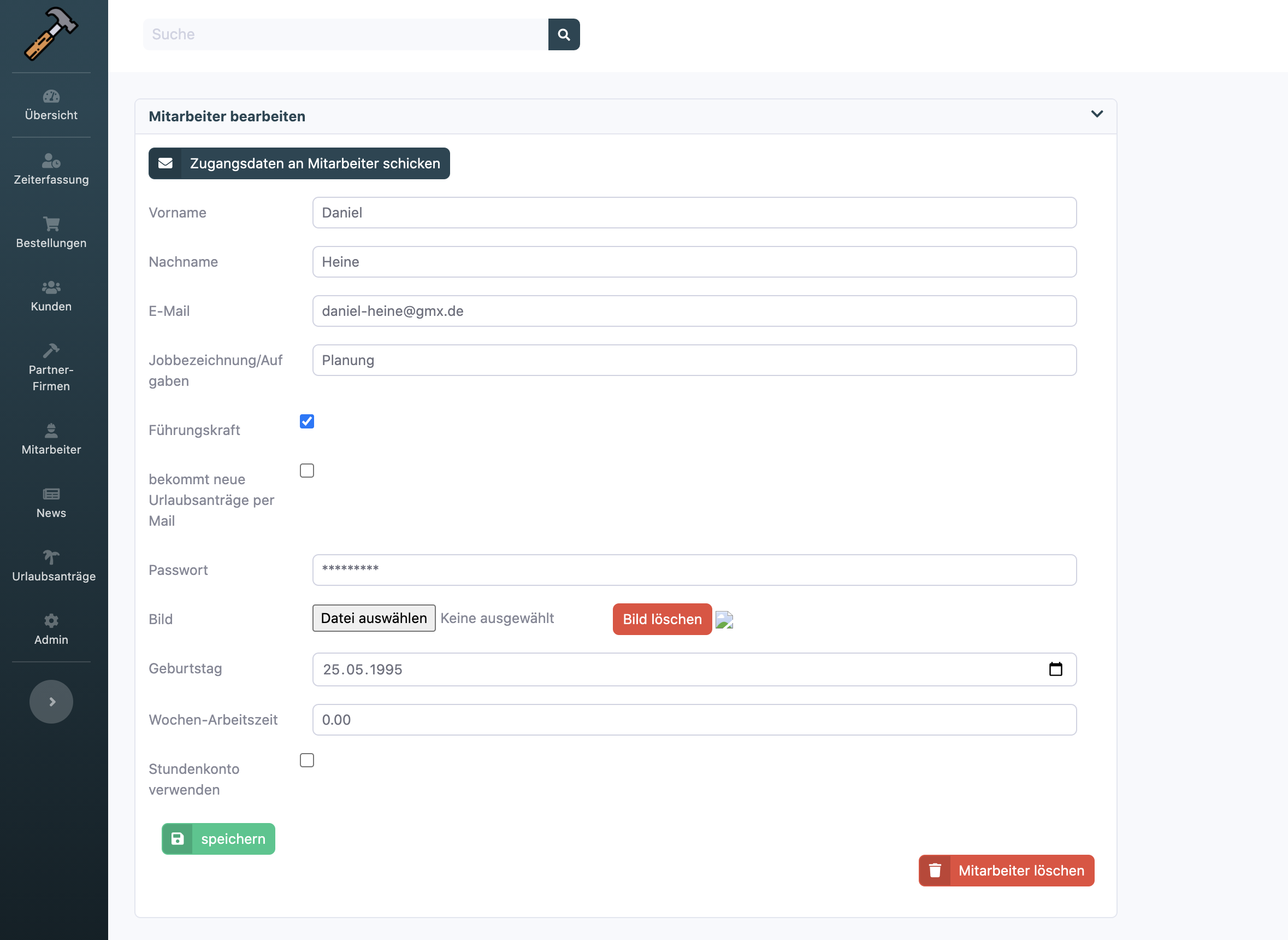 MeinHandwerker-App Verwaltungssystem